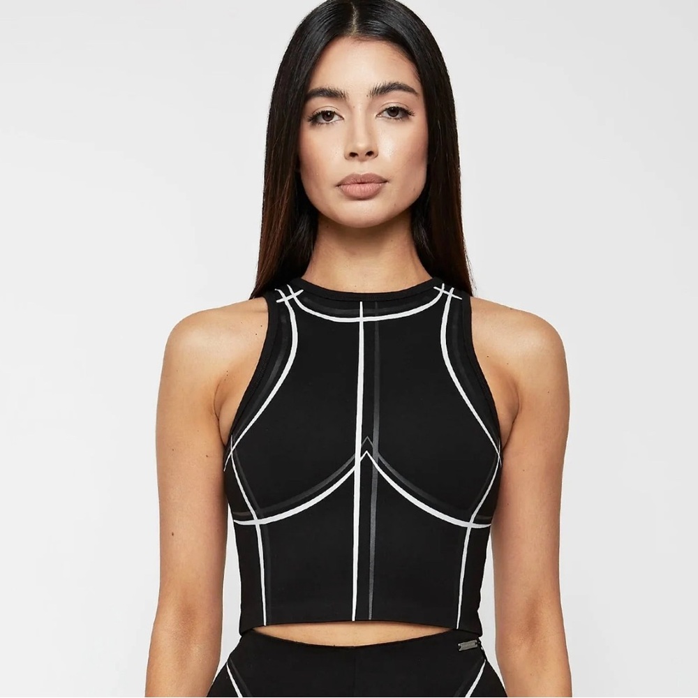 Maniere De Voir Sketch Racer Crop Top